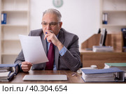 Old male boss employee working in the office. Стоковое фото, фотограф Elnur / Фотобанк Лори