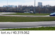 A sports car goes through a turn in a slide. Drift competitions at the Moscow stadium technical sports. (2023 год). Редакционное видео, видеограф Ярославский Максим / Фотобанк Лори