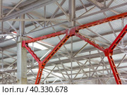 Metal frame of the roof of industrial premises in the enterprise inside view. Стоковое фото, фотограф Андрей С / Фотобанк Лори