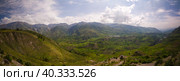 Aerial panoramic view to Colca canyon and Madrigal city from the Madrigal viewpoint, Chivay, Arequipa, Peru (2018 год). Стоковое фото, фотограф Сергей Майоров / Фотобанк Лори