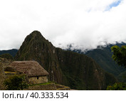 Aerial Panoramic view to Machu Picchu archaeological site and Huayna Picchu mountain , Cuzco, Peru (2018 год). Стоковое фото, фотограф Сергей Майоров / Фотобанк Лори