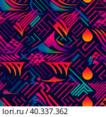 Seamless abstract background with Latin American motifs on a black background. Стоковое AI-изображение, AI-художник Ярославский Максим / Фотобанк Лори