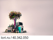 Abstract illustration of overproduction and overabundance of things. Стоковое AI-изображение, AI-художник Мария Фадеева / Фотобанк Лори