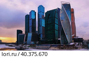 Панорама Москва-сити на закате. Редакционное фото, фотограф Катя Полякова / Фотобанк Лори