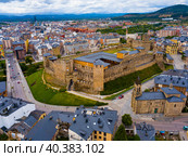 Aerial view of Ponferrada with Templar castle. Стоковое фото, фотограф Яков Филимонов / Фотобанк Лори