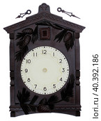 Vintage wall clock isolated on white background. Стоковое фото, фотограф Сизов Иван Николаевич / Фотобанк Лори