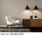 Minimalist Interior of modern living room 3D rendering. Стоковая иллюстрация, иллюстратор Hemul / Фотобанк Лори