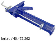 Ручной монтажный пистолет для клея на белом фоне. Silicone glue gun, isolated on white background. Стоковое фото, фотограф Татьяна Д / Фотобанк Лори