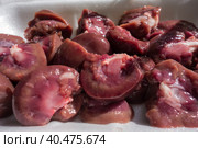 Raw chopped lamb kidneys before cooking. Стоковое фото, фотограф Iva Noel / Фотобанк Лори
