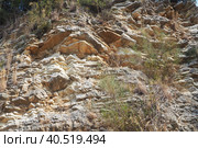 Flysch is a series of marine sedimentary rocks that are predominantly clastic in origin and are characterized by the alternation of lithological layers. Balkans, Montenegro, Zelenika, Herceg Novi. Стоковое фото, фотограф Юлия Петровская / Фотобанк Лори