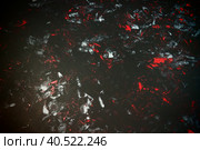 Black background with red, white, gray and blue strokes, dashes, stains and scuffs. A ray of light. Стоковое фото, фотограф Юлия Петровская / Фотобанк Лори