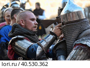 Festival of historical reconstruction. Knight's Castle. Knights in medieval armor (2012 год). Редакционное фото, фотограф Анна Кривицкая / Фотобанк Лори