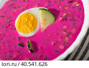 Cold yogurt beetroot soup. Стоковое фото, фотограф Яков Филимонов / Фотобанк Лори