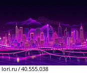 Smart city or digital cityscape IT or Internet of Things cloud computing with hologram. Created by Ai. Стоковое AI-изображение, AI-художник Ярославский Максим / Фотобанк Лори