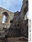 Latvia, Sigulda, 29,04,2016 Ruins of medieval castle in Sigulda, Latvia. Built in 1207 as a castellum type fortress by the Livonian Brothers of the Sword who were later incorporated into the Teutonic Order of the castle. Редакционное фото, фотограф Анна Кривицкая / Фотобанк Лори