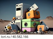 Abstract illustration of overproduction and overabundance of things. Стоковое AI-изображение, AI-художник Мария Фадеева / Фотобанк Лори