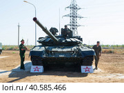 Волгоградская область, Средняя Ахтуба, Россия. Основной боевой танк Т-72Б3М, современная модернизация, выставка военной техники. (2021 год). Редакционное фото, фотограф Андрей Цыганков / Фотобанк Лори