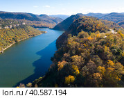 Aerial view of Ter river, Catalonia. Стоковое фото, фотограф Яков Филимонов / Фотобанк Лори
