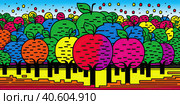 An illustration with a garden in the style of abstract cubism. Created by AI. Стоковое AI-изображение, AI-художник Ярославский Максим / Фотобанк Лори