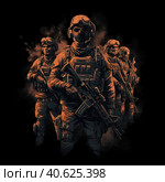 Spetsnaz illustration for a print on clothes. Generative AI. Стоковое AI-изображение, AI-художник Ирина Ручушкина / Фотобанк Лори