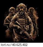 Spetsnaz illustration for a print on clothes. Generative AI. Стоковое AI-изображение, AI-художник Ирина Ручушкина / Фотобанк Лори