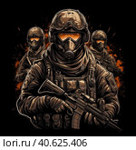 Spetsnaz illustration for a print on clothes. Generative AI. Стоковое AI-изображение, AI-художник Ирина Ручушкина / Фотобанк Лори