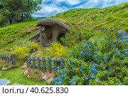 Hobbit door of hobbit hole in Hobbiton (2018 год). Редакционное фото, фотограф Анна Кривицкая / Фотобанк Лори