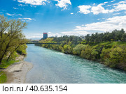 Podgorica city view with Moraca river in Montenegro (2023 год). Стоковое фото, фотограф Валерия Лузина / Фотобанк Лори