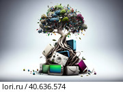 Abstract illustration of overproduction and overabundance of things. Стоковое AI-изображение, AI-художник Мария Фадеева / Фотобанк Лори