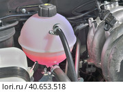 Подкапотное пространство автомобиля NIVA Trevel. Уровень охлаждающей жидкости в расширительном бачке. (2023 год). Редакционное фото, фотограф Владимир Литвинов / Фотобанк Лори