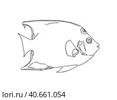 Fish sea animal that swims in the water doodle linear cartoon coloring. Стоковая иллюстрация, иллюстратор Вахминцева Ольга / Фотобанк Лори