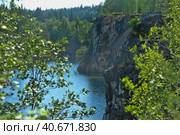 Famous beautiful marble quarry Ruskeala. Стоковое фото, фотограф Анна Кривицкая / Фотобанк Лори