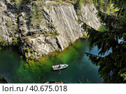 Russia, Ruskeala, 13,06,2014 Marble canyon in the summer. Стоковое фото, фотограф Анна Кривицкая / Фотобанк Лори
