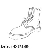 Boot with laces winter autumn spring shoes doodle linear cartoon coloring. Стоковая иллюстрация, иллюстратор Вахминцева Ольга / Фотобанк Лори