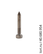 Metal screw with a wrench head, insulated on a white background. Isolated self-tapping screw. Стоковое фото, фотограф Александр Кротков / Фотобанк Лори