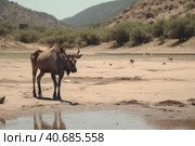 Wild nature drought during extremely hot summer. Стоковое AI-изображение, AI-художник Анастасия Золотницкая / Фотобанк Лори