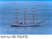 "Khersones" - training three-masted frigate, training base of the Sevastopol branch of the State Maritime University. Admiral F.F.Ushakov. (2021 год). Редакционное фото, фотограф Анна Кривицкая / Фотобанк Лори