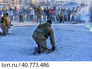 Demonstration performance of the Russian Army landing troops in honor of the Day of the Defender of the Fatherland (2018 год). Редакционное фото, фотограф Анна Кривицкая / Фотобанк Лори