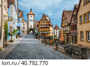 Rothenburg ob der Tauber, picturesque medieval city in Germany, famous UNESCO world culture heritage site, popular travel destination (2020 год). Стоковое фото, фотограф Igor Tichonow / Фотобанк Лори