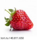 Strawberry berry isolated on white. Illustration Generative AI. Стоковое AI-изображение, AI-художник Юлия Гапеенко / Фотобанк Лори