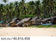 Fisherman vilage on Napcan Beach el-nido (2014 год). Стоковое фото, фотограф Igor Tichonow / Фотобанк Лори