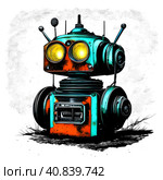 Old robot on the scrapheap. Стоковое AI-изображение, AI-художник Роман Сигаев / Фотобанк Лори