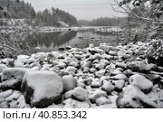 River Canyon and rocks in winter. Стоковое фото, фотограф Анна Кривицкая / Фотобанк Лори