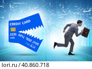 Businessman in credit card debt concept. Стоковое фото, фотограф Elnur / Фотобанк Лори