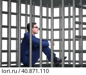 Businessman in the cage isolated on white. Стоковое фото, фотограф Elnur / Фотобанк Лори