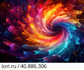 Abstract spiral in rainbow colors in space. Стоковое AI-изображение, AI-художник Ярославский Максим / Фотобанк Лори