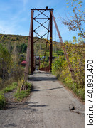 Bridge over the Mundybash river, Gornaya Shoria. Стоковое фото, фотограф Ольга Остроухова / Фотобанк Лори