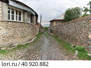 Kish, Azerbaijan - 12 Jul 2013. The stone road in Kish village, Azerbaijan. Редакционное фото, фотограф Сергей Стрелков / Фотобанк Лори