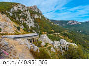 Laspi mountain pass, view of tunnel and Garin Mikhailovsky cliff, Стоковое фото, фотограф Анна Кривицкая / Фотобанк Лори