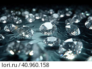 White shiny diamonds gemstone closeup background. Стоковое AI-изображение, AI-художник Анастасия Золотницкая / Фотобанк Лори